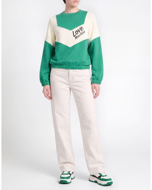 Love Moschino Green Sweatshirt Cotton, Elastane