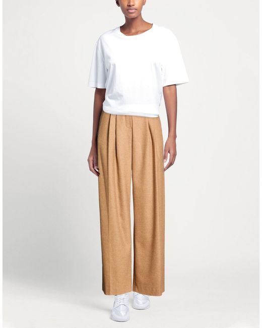Karl Lagerfeld Natural Camel Pants Wool, Polyester, Viscose, Polyamide, Elastane