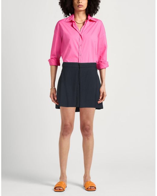 AMI Blue Midnight Mini Skirt Virgin Wool