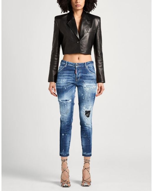 DSquared² Blue Jeans Cotton, Polyester, Elastane, Calfskin