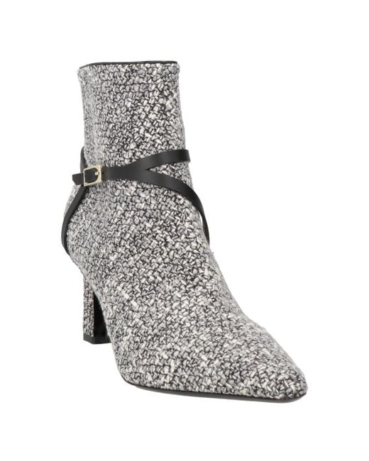 Pollini Gray Ankle Boots Textile Fibers