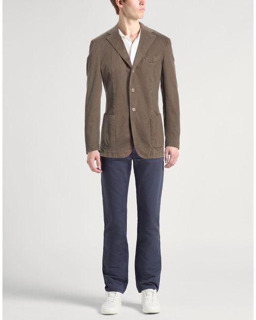Santaniello Brown Blazer Cotton, Elastane for men