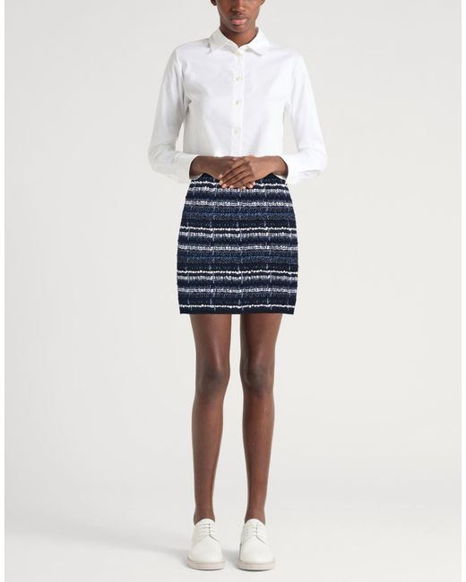Thom Browne Blue Mini Skirt Cotton, Synthetic Fibers, Virgin Wool, Silk, Linen