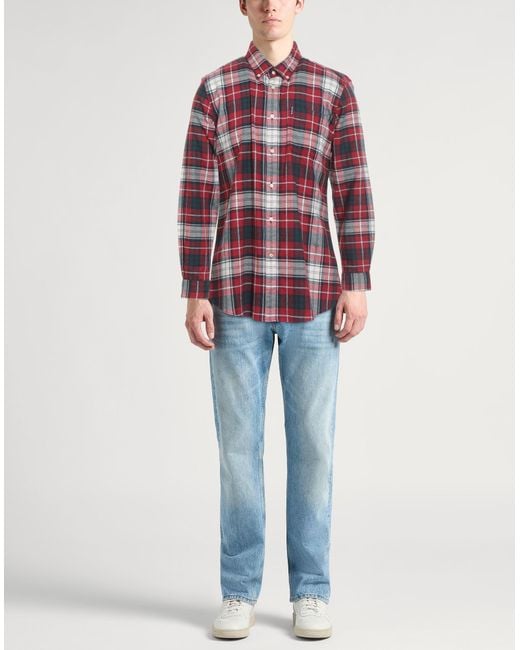 Barbour Red Shirt Cotton, Elastane for men