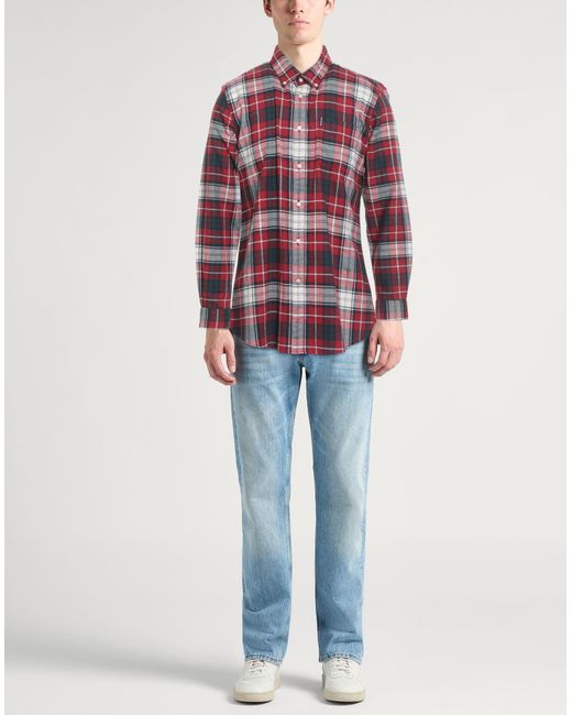 Barbour Red Shirt Cotton, Elastane for men