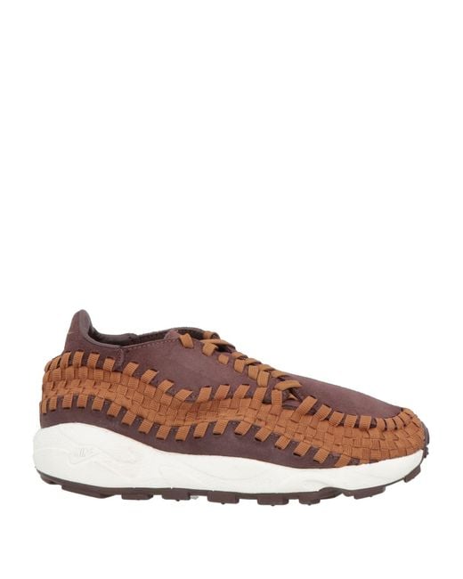 Nike Brown Sneakers Leather, Textile Fibers for men