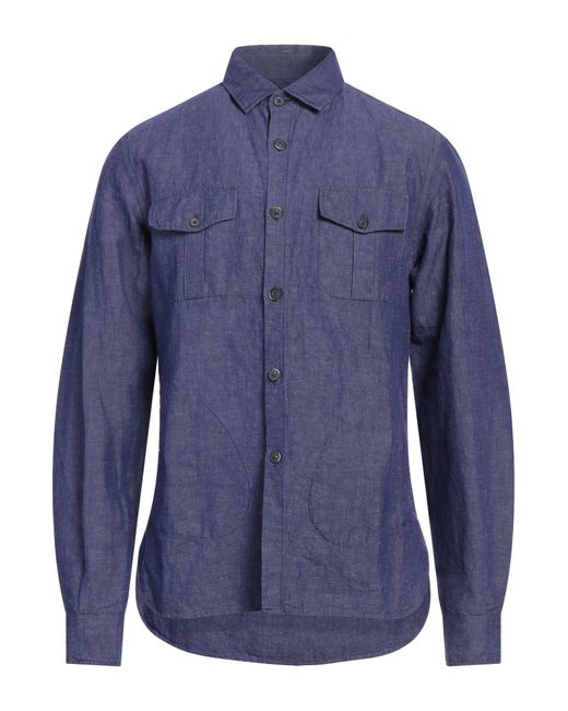 Rossi Blue Denim Shirt Cotton, Linen for men