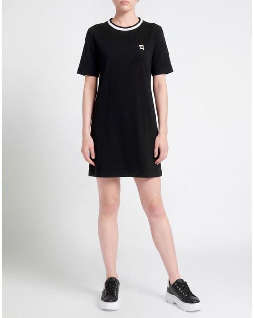 Karl Lagerfeld Black Mini Dress Modal, Polyester, Elastane