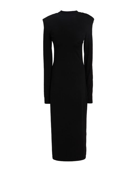 Sportmax Black Midi Dress Virgin Wool, Polyester, Polyamide, Elastane