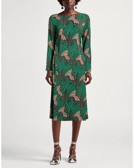 Maliparmi Green Midi Dress Polyester, Elastane
