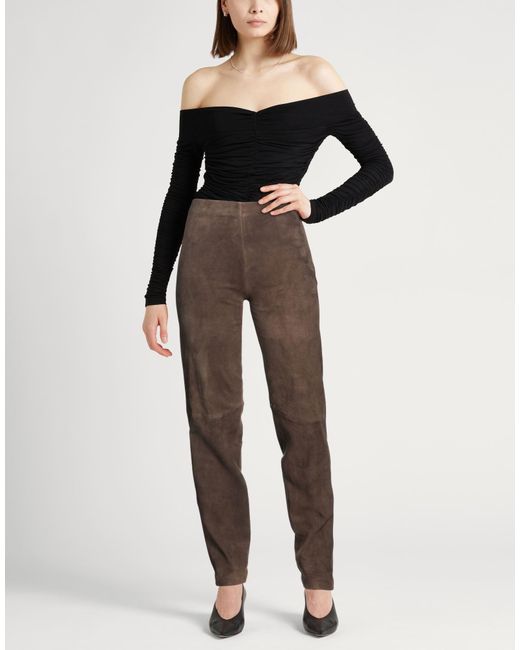 Alysi Brown Crème Pants Goat Skin