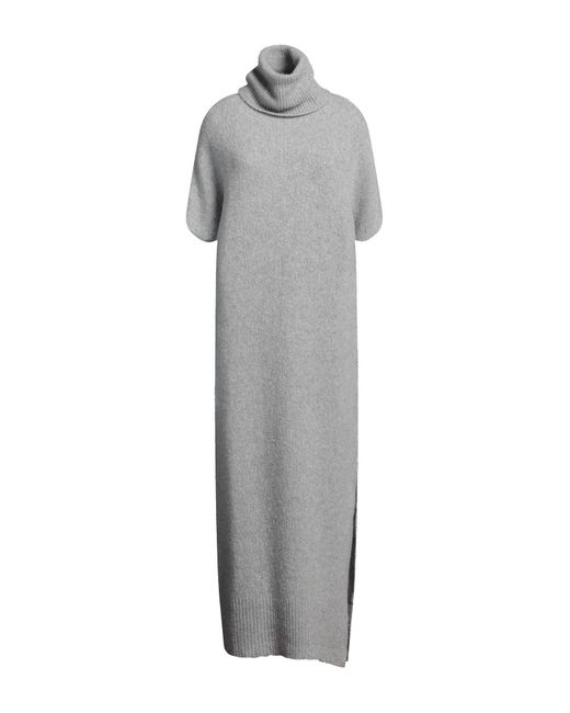 Fedeli Gray Maxi Dress Virgin Wool, Cashmere, Polyamide