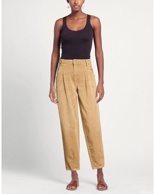 Please Natural Camel Pants Cotton, Elastane