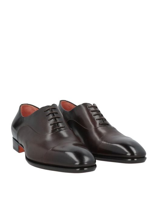 Santoni Brown Lace-Up Shoes Leather for men