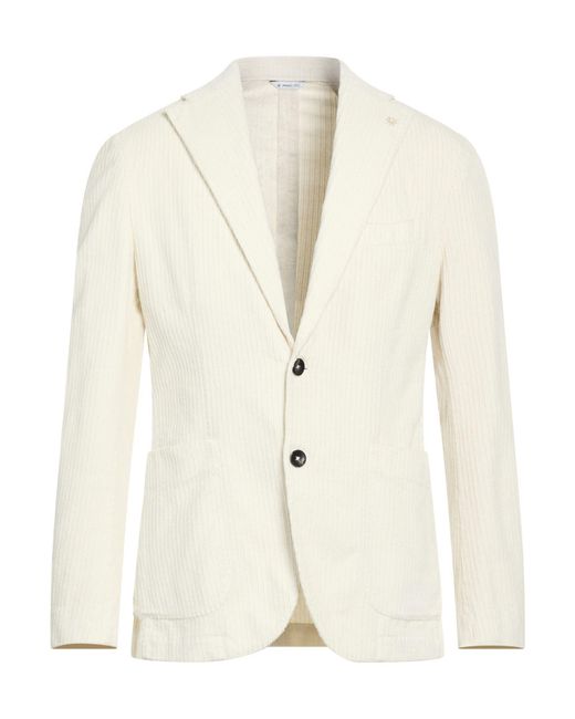 Manuel Ritz White Ivory Blazer Cotton, Elastane for men