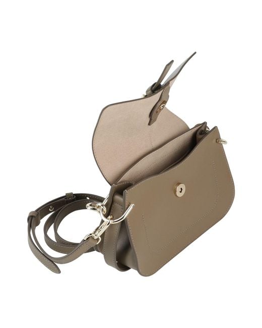 Furla Brown Flow Mini Top Handle -- Khaki Handbag Calfskin