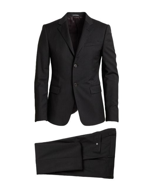 Emporio Armani Black Suit Virgin Wool for men