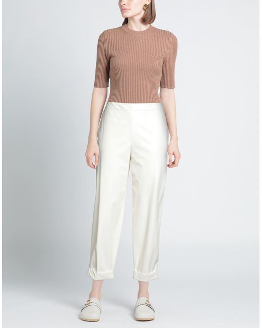 ALESSIA SANTI White Pants Viscose, Polyurethane Resin