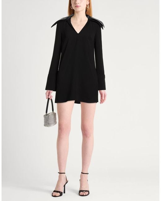 16Arlington Black Mini Dress Polyester, Leather