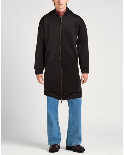 Takeshy Kurosawa Black Overcoat & Trench Coat Polyester, Elastane for men