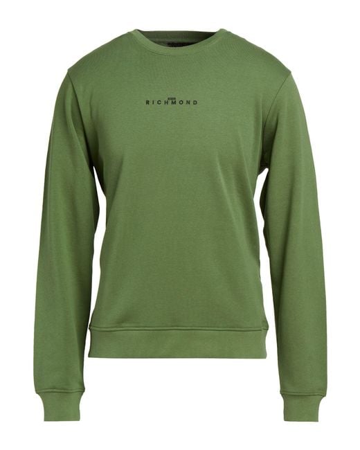 John Richmond Green Military Sweatshirt Cotton, Polyester for men