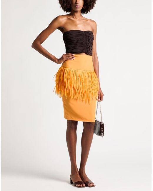 Ermanno Scervino Orange Midi Skirt Silk