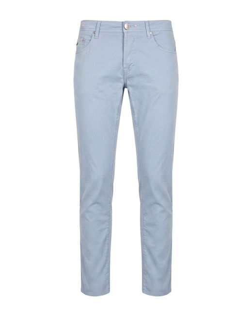 Tramarossa Blue Pants Cotton, Silk, Elastane for men