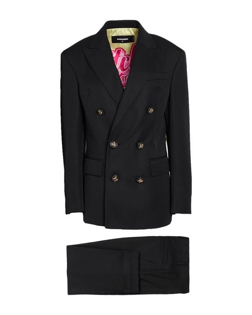 DSquared² Black Suit Polyester, Virgin Wool