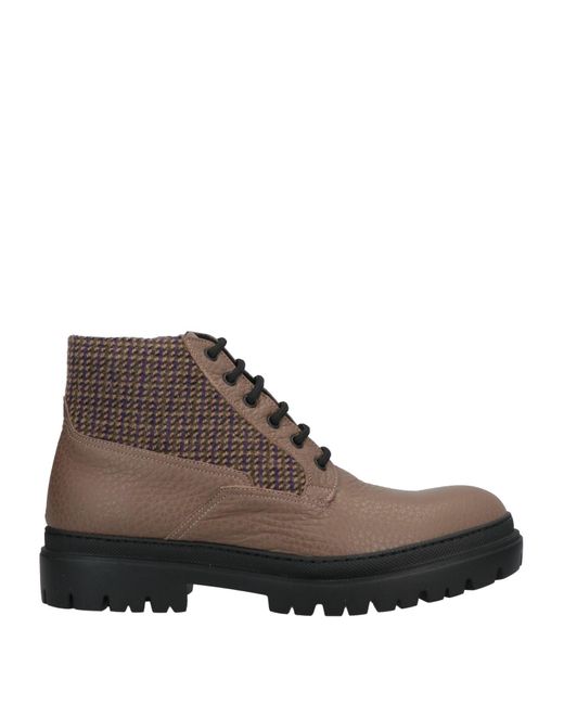 Giovanni Conti Brown Khaki Ankle Boots Leather, Textile Fibers for men