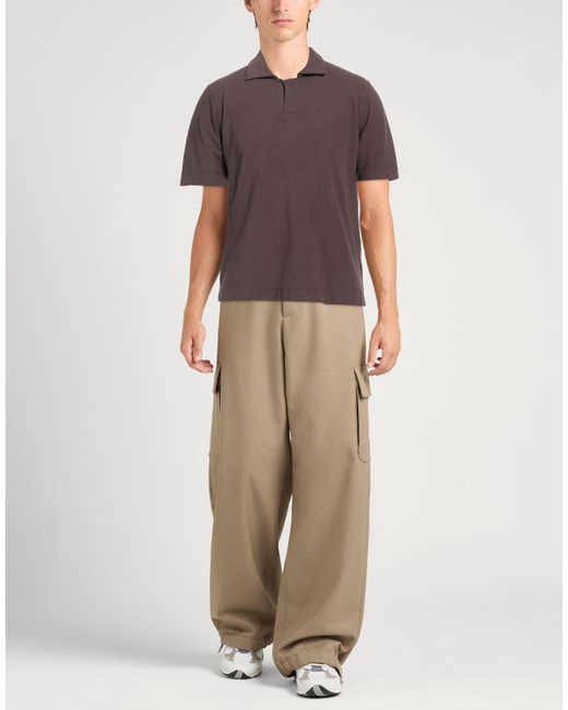Alpha Studio Brown Polo Shirt Cotton, Elastane for men