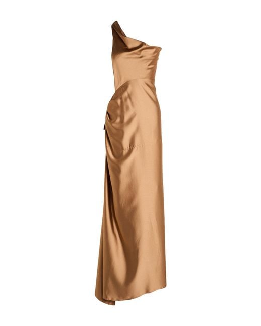 BLUE BROTHERS Natural Camel Maxi Dress Polyester