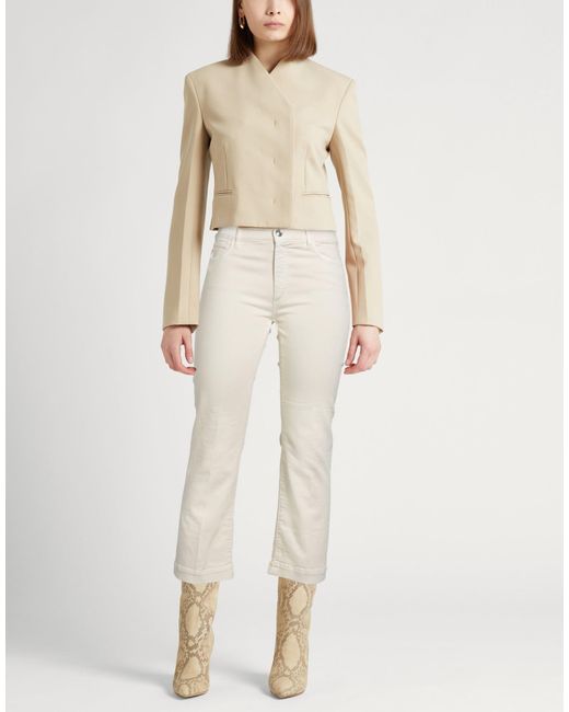 Sportmax White Ivory Pants Cotton, Elastomultiester, Elastane