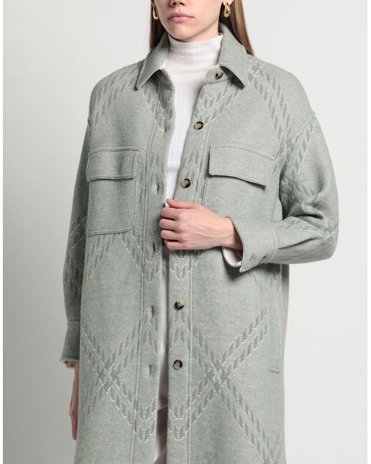 Bruno Manetti Gray Light Overcoat & Trench Coat Wool
