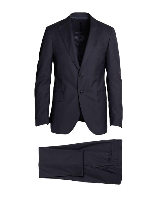 Tombolini Blue Midnight Suit Wool, Silk for men