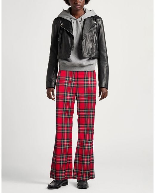 8pm Red Pants Polyester, Viscose, Elastane