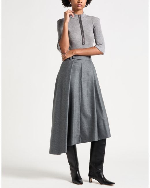 Brunello Cucinelli Gray Midi Skirt Virgin Wool