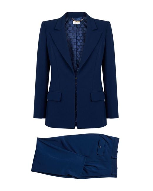 Elisabetta Franchi Blue Suit Polyester, Elastane