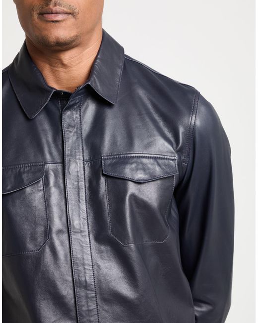 John Varvatos Blue Midnight Shirt Sheepskin for men