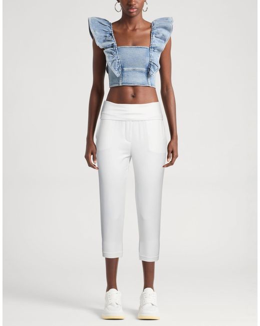 Maliparmi White Pants Polyester, Elastane, Cotton