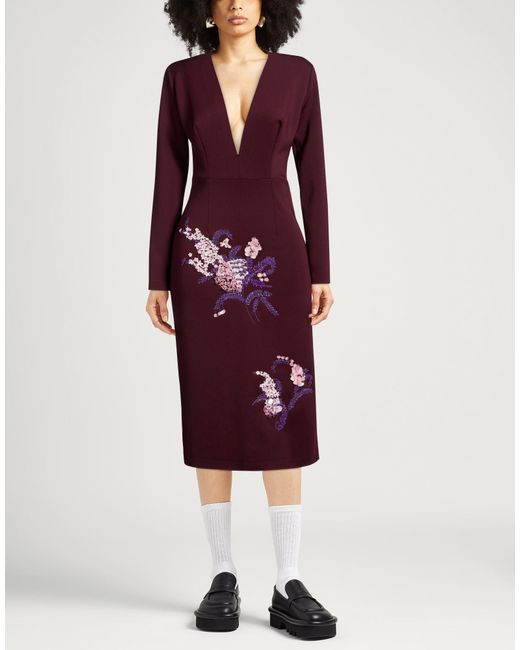 DES_PHEMMES Purple Midi Dress Polyester, Elastane