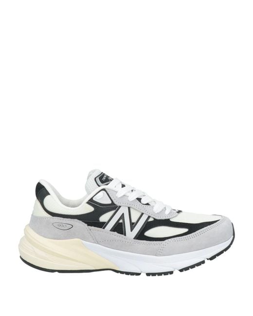 New Balance White Sneakers Leather, Textile Fibers for men