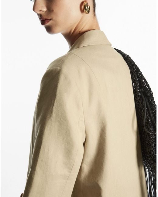 COS Natural Short-sleeved Linen-blend Blazer