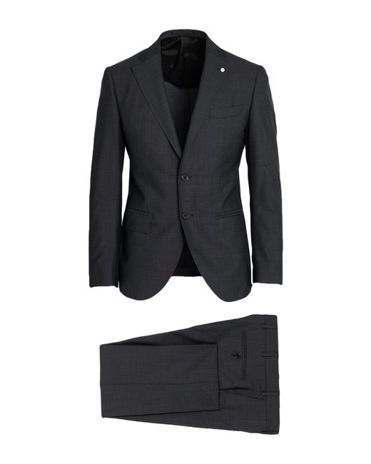 Luigi Bianchi Blue Charcoal Suit Virgin Wool for men