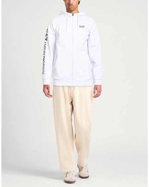 EA7 White Sweatshirt Cotton, Polyester, Elastane for men