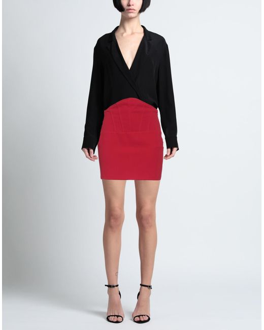 Imperial Red Mini Skirt Polyester, Elastane