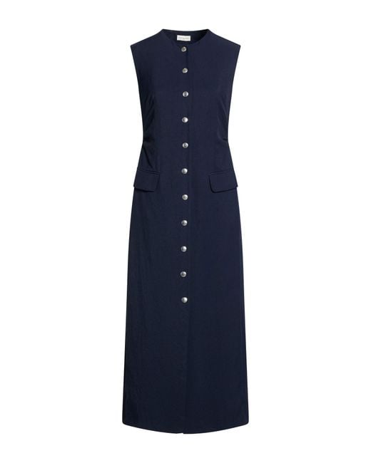 Dries Van Noten Blue Midnight Midi Dress Acetate