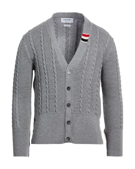 Thom Browne Gray Light Cardigan Virgin Wool for men