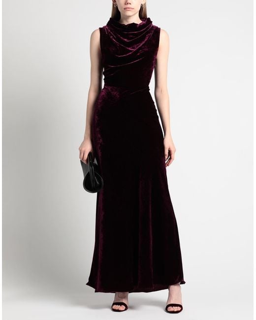 Semicouture Black Plum Maxi Dress Viscose, Polyamide