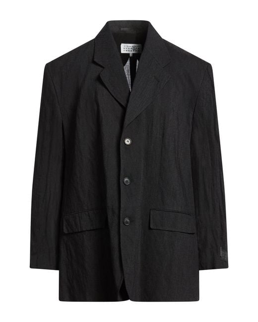 MM6 by Maison Margiela Black Blazer Virgin Wool, Metallic Fiber for men