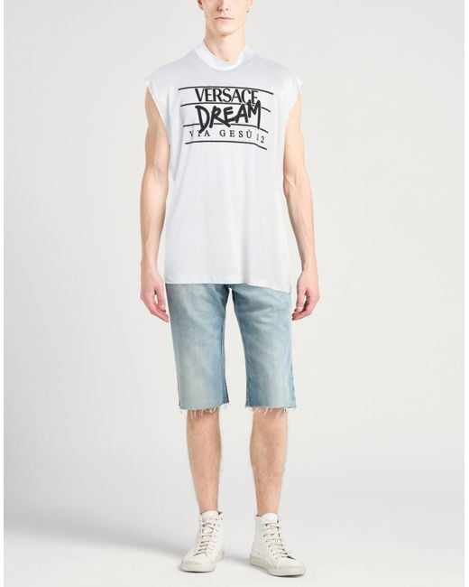 Versace White T-Shirt Acetate, Polyamide for men